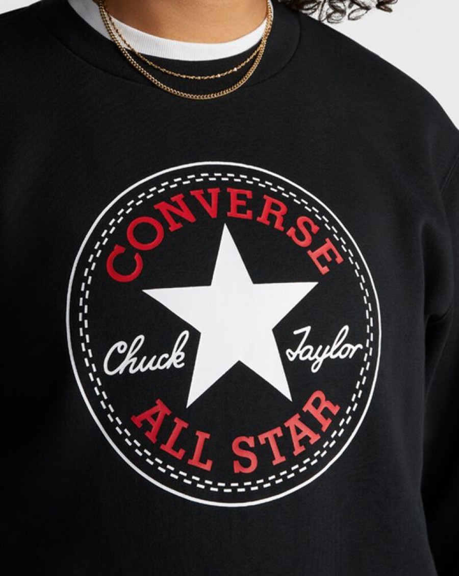 Femme Converse Vestes Et Sweat-Shirts | Sweat-Shirt En Polaire Col Ras Du Cou A Coupe Standard Converse Go-To Avec Patch All Star