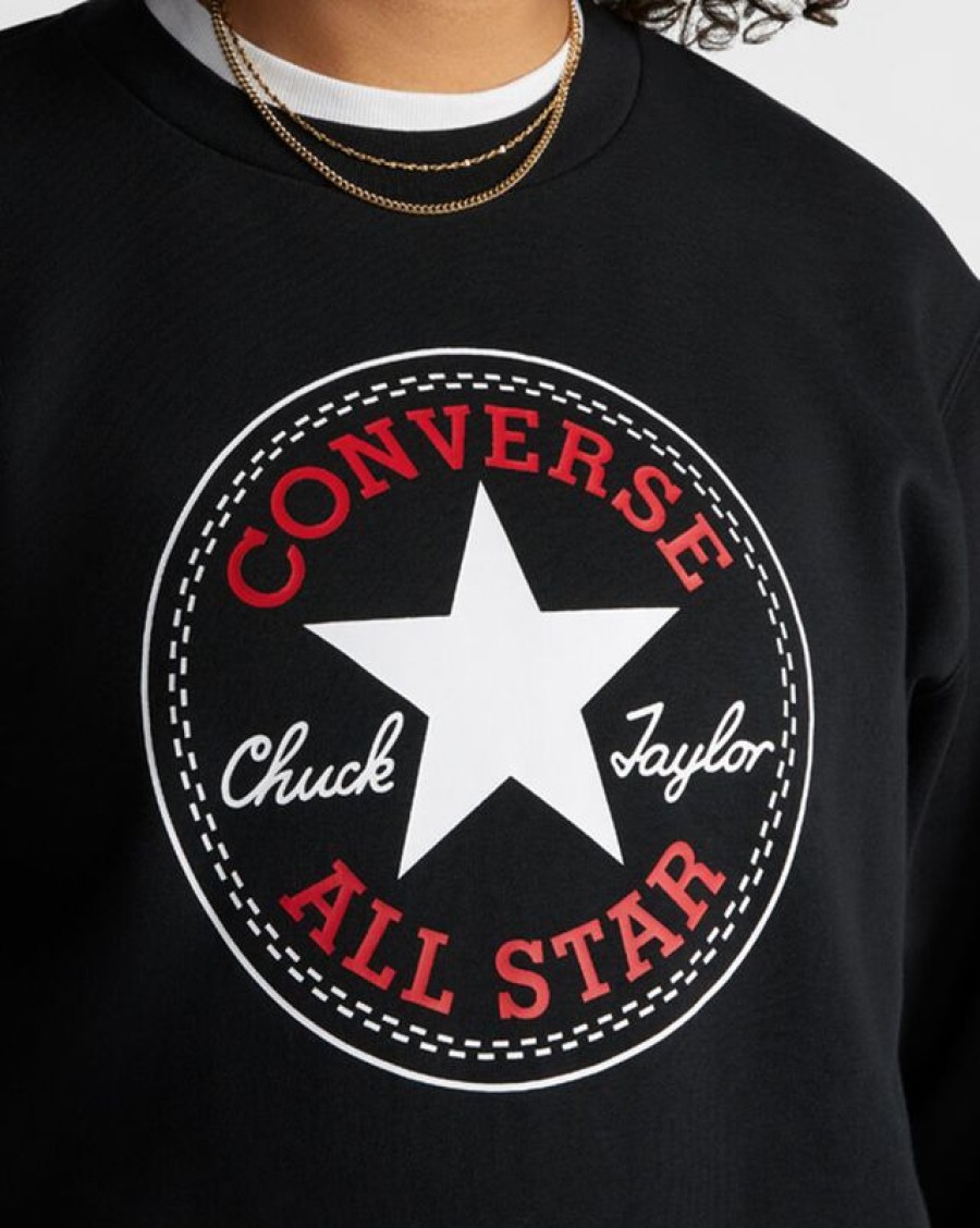 Homme Converse Winter Shop | Sweat-Shirt En Polaire Col Ras Du Cou A Coupe Standard Converse Go-To Avec Patch All Star